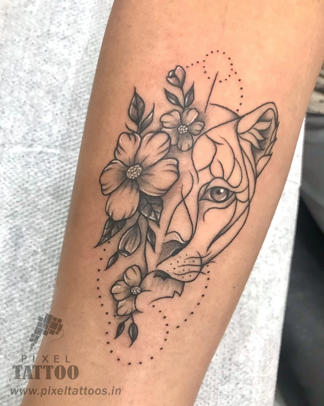 Fine line floral tattoo Athwa Surat